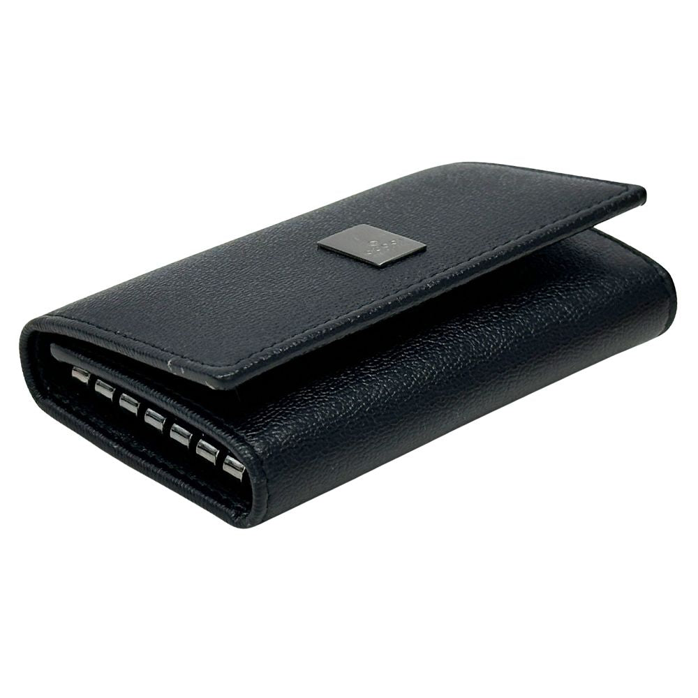 Gucci Key Case Leather Black 033 6 Key Adult Compact Small Key Holder — view 3