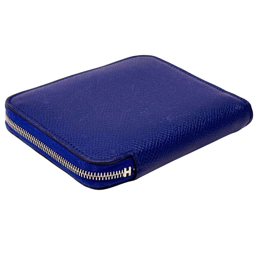 Hermes Wallet Azap Silk in Compact Bifold Veau Navy Silver — view 3