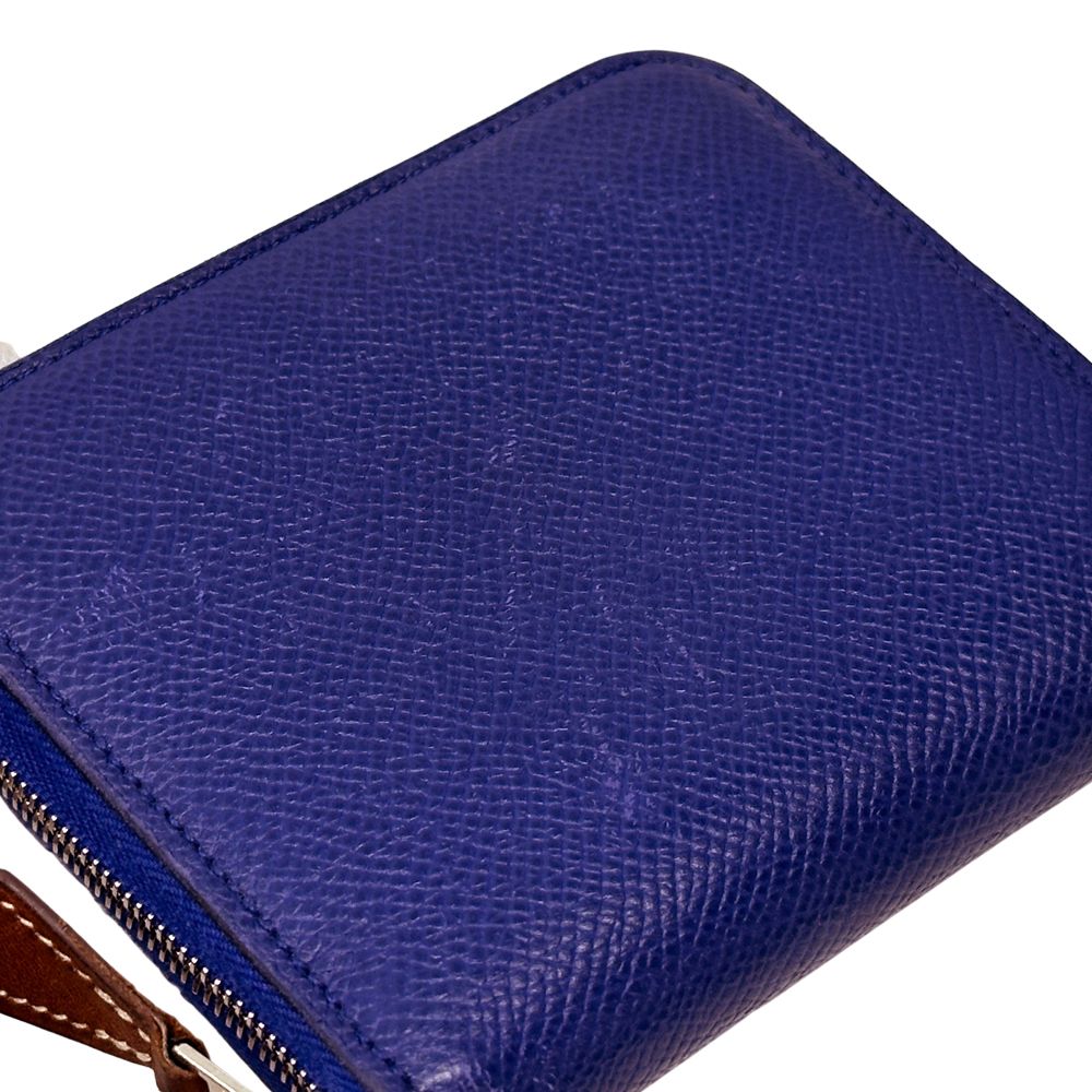 Hermes Wallet Azap Silk in Compact Bifold Veau Navy Silver — view 9