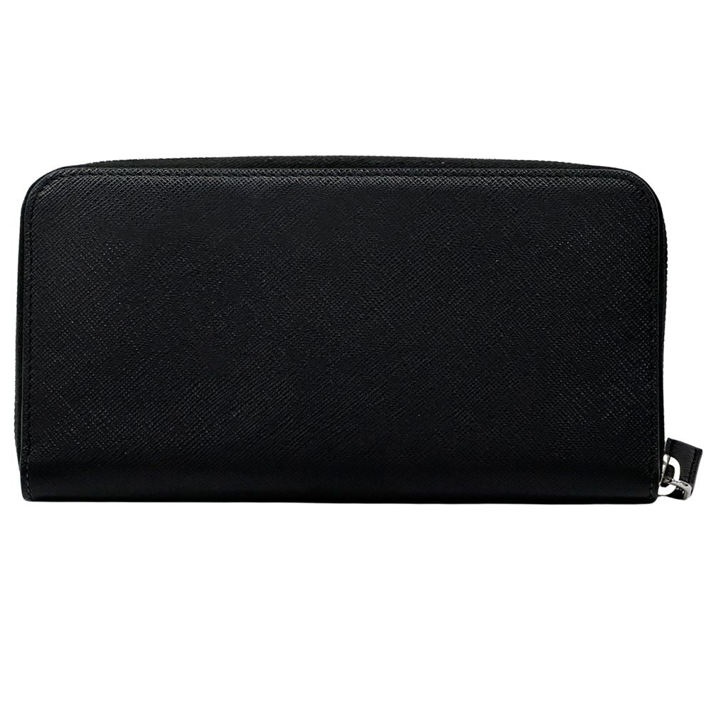Prada Wallet Saffiano Black Zip Around Logo Simple — view 2