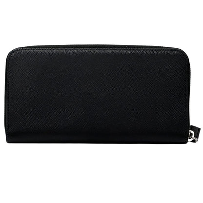 Prada Wallet Saffiano Black Zip Around Logo Simple — view 2