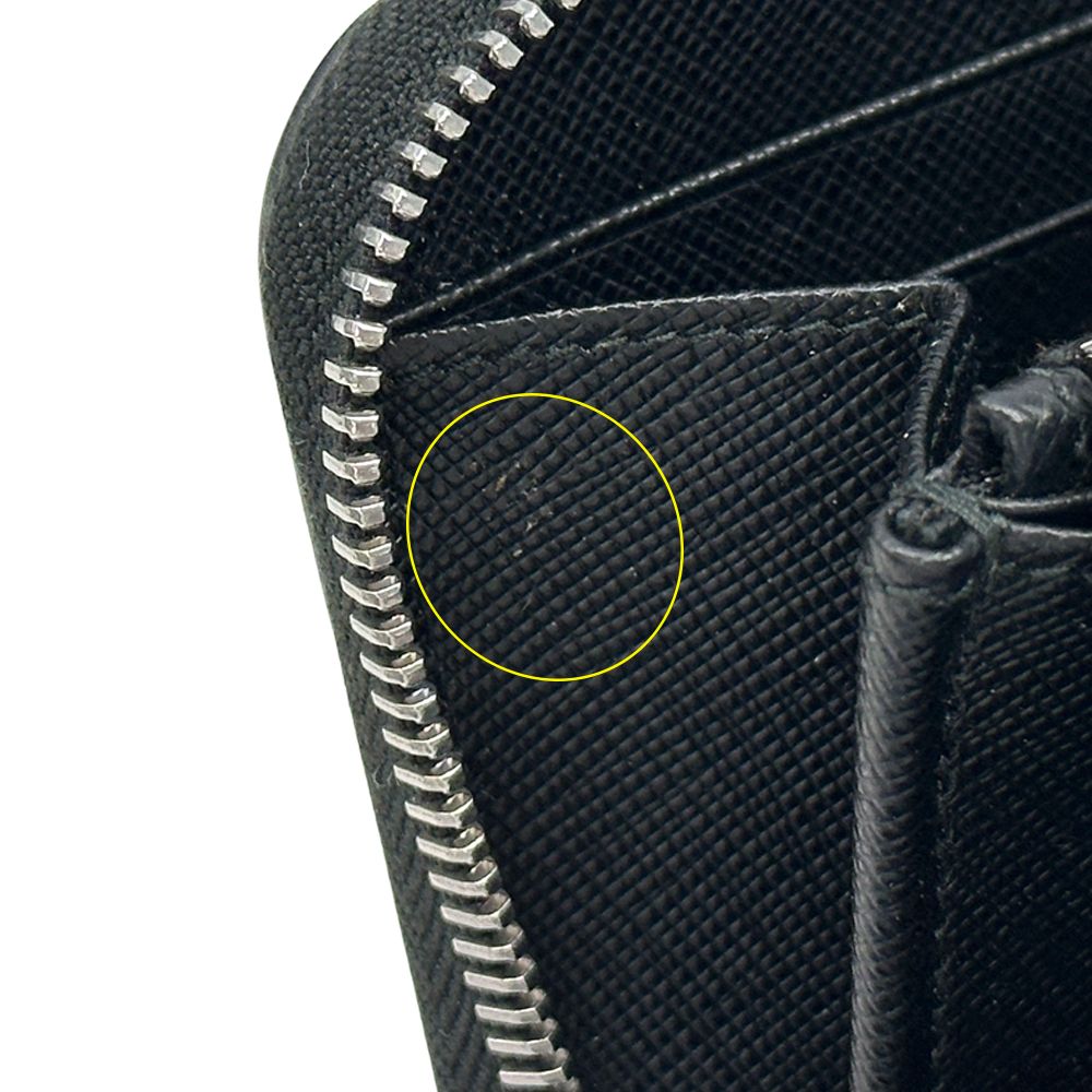 Prada Wallet Saffiano Black Zip Around Logo Simple — view 8