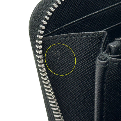 Prada Wallet Saffiano Black Zip Around Logo Simple — view 8
