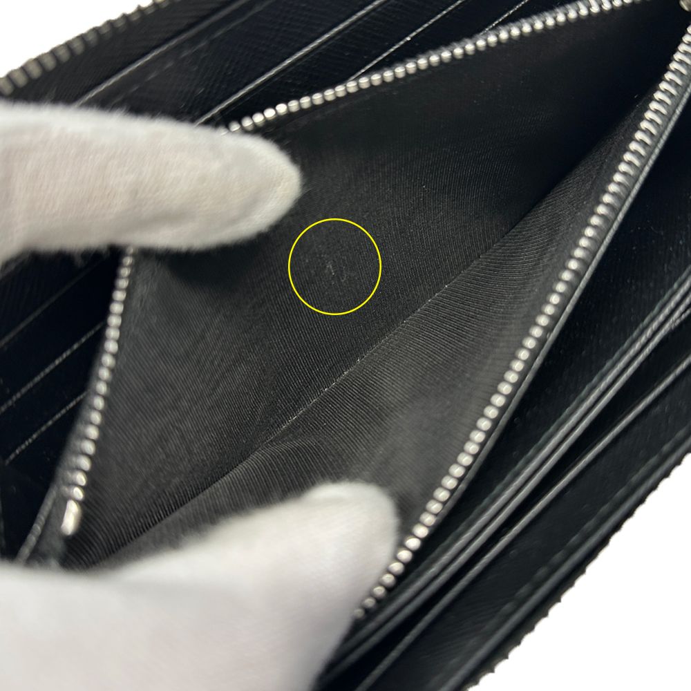 Prada Wallet Saffiano Black Zip Around Logo Simple — view 6