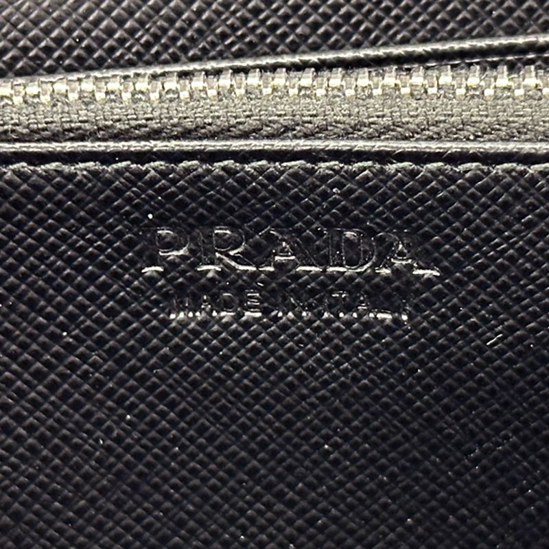 Prada Wallet Saffiano Black Zip Around Logo Simple — view 5