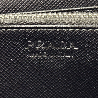 Prada Wallet Saffiano Black Zip Around Logo Simple — view 5