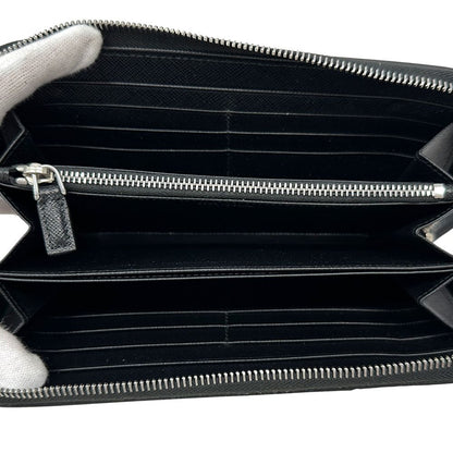 Prada Wallet Saffiano Black Zip Around Logo Simple — view 4