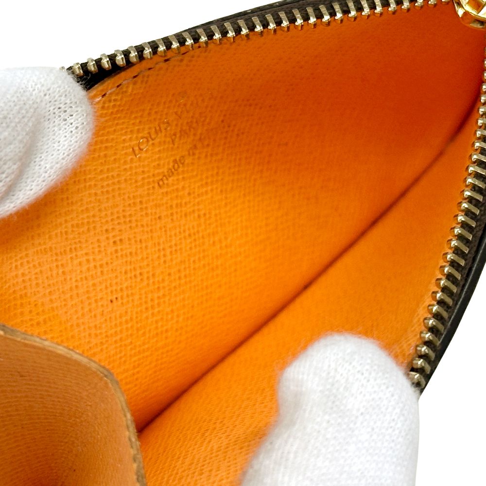 Louis Vuitton Card Case Monogram Coin Holder Apricot Orange Brown — view 4