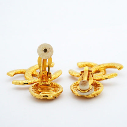 Chanel Earrings Vintage CC Logo Gold Plated — view 3