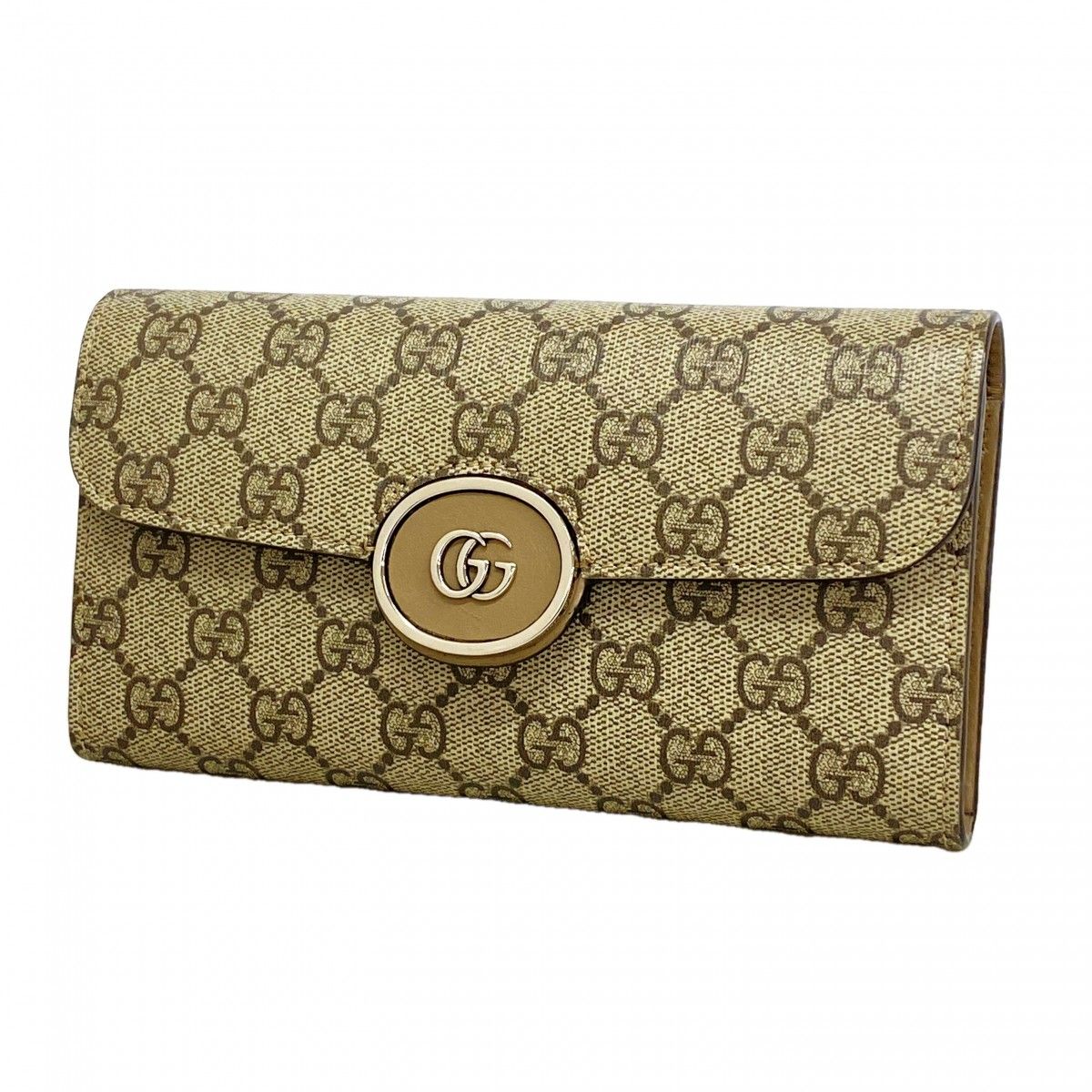 Gucci Wallet GG Supreme Brown Silver