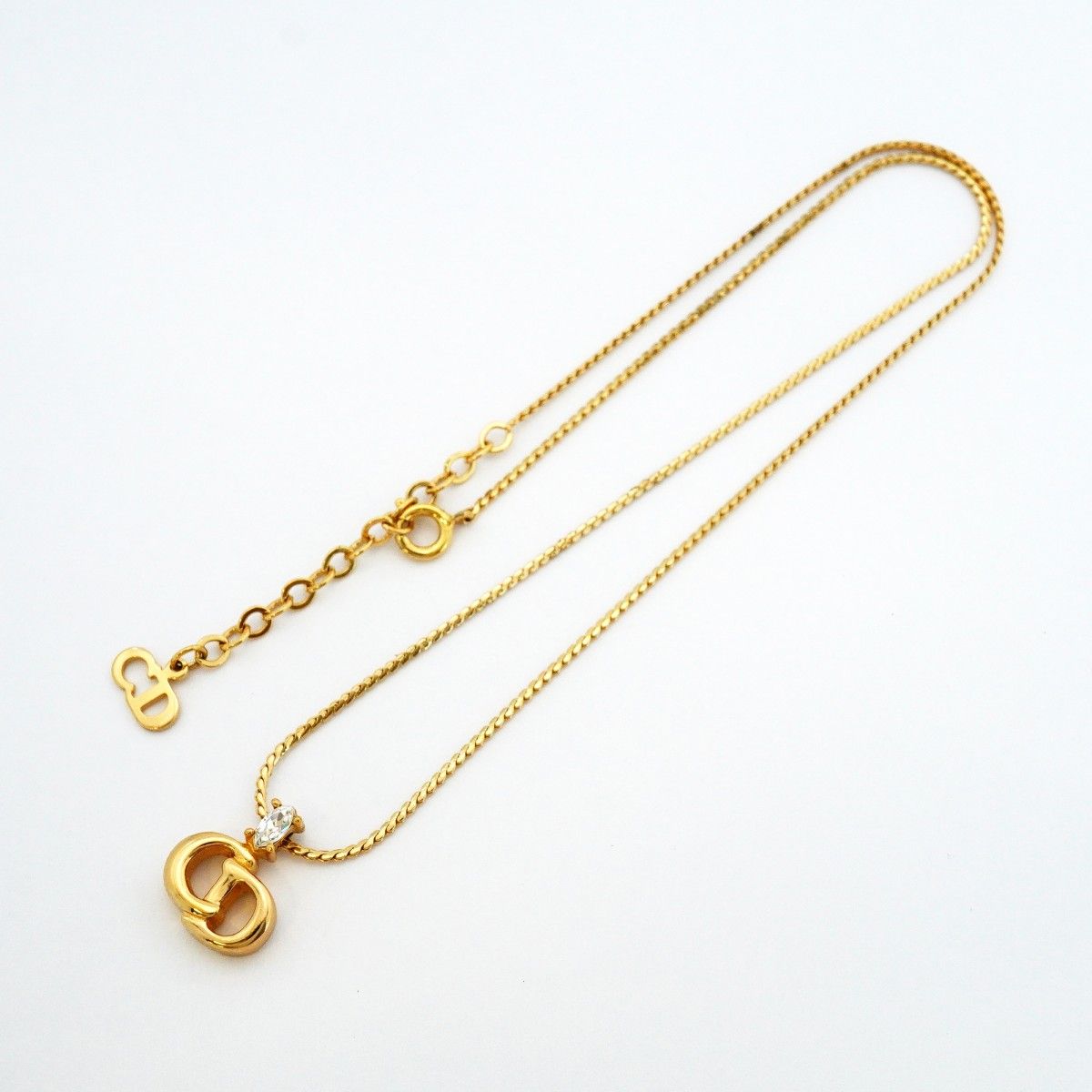 Dior Necklace CD Logo Gold Plated Rhinestone — view 3