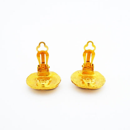 Chanel Earrings Vintage CC Logo Gold Plated — view 6