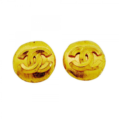 Chanel Earrings Vintage CC Logo Gold Plated