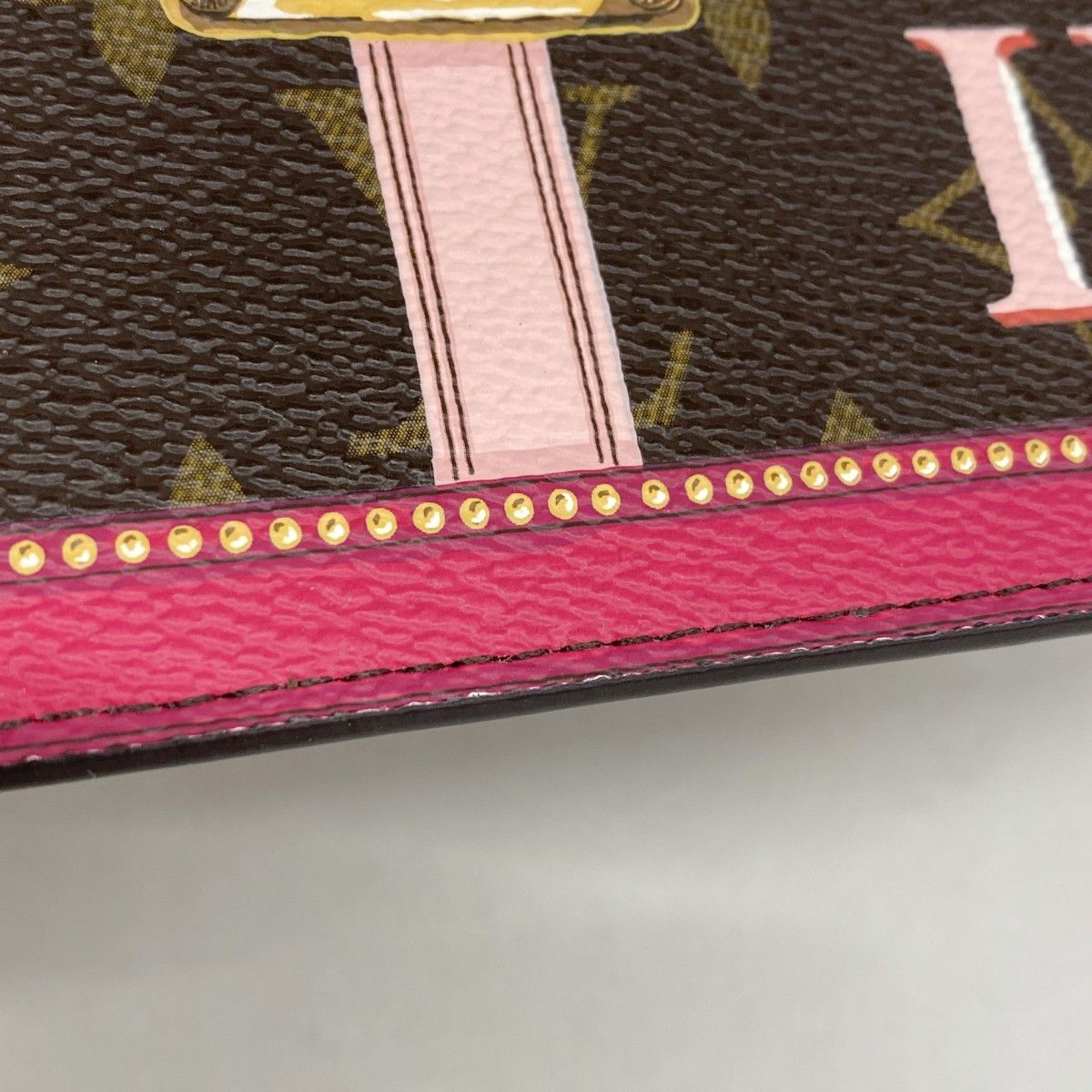 Louis Vuitton Shoulder Wallet Summer Trunk Pochette Weekend Brown Pink — view 6