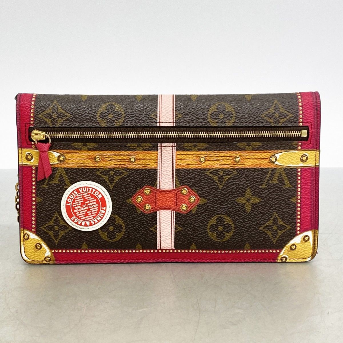 Louis Vuitton Shoulder Wallet Summer Trunk Pochette Weekend Brown Pink — view 7