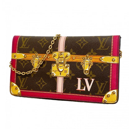 Louis Vuitton Shoulder Wallet Summer Trunk Pochette Weekend Brown Pink