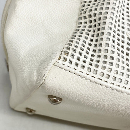 Chanel Handbag Caviar Leather White Silver — view 6