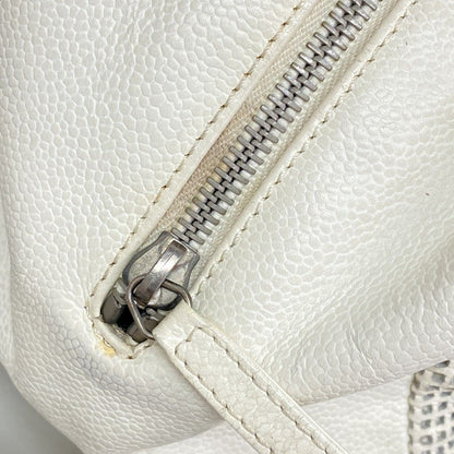 Chanel Handbag Caviar Leather White Silver — view 9