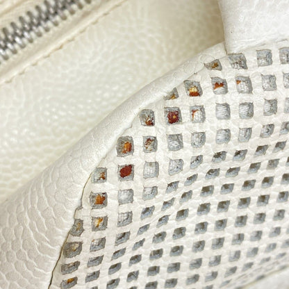 Chanel Handbag Caviar Leather White Silver — view 7