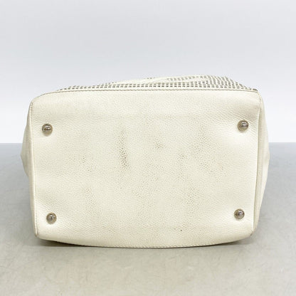 Chanel Handbag Caviar Leather White Silver — view 3