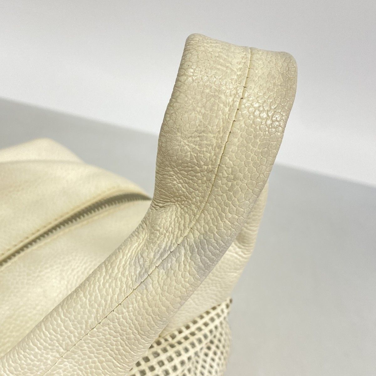 Chanel Handbag Caviar Leather White Silver — view 8