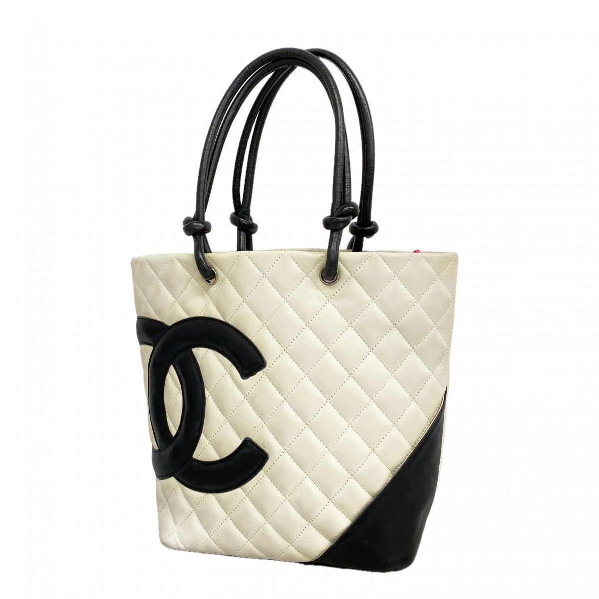 Chanel Tote Cambon Lambskin White Silver