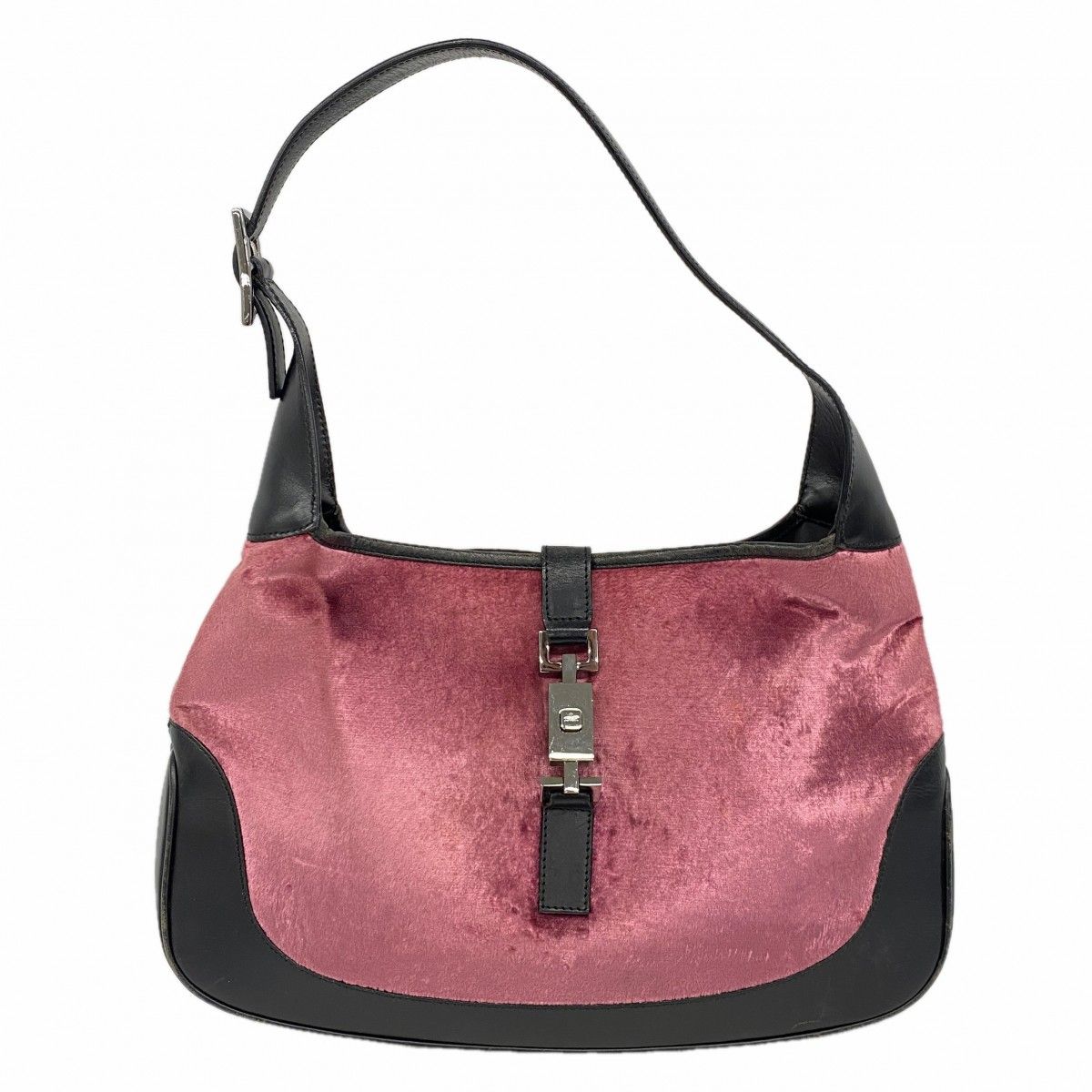 Gucci Handbag Jackie 001 Velour Pink Black Silver