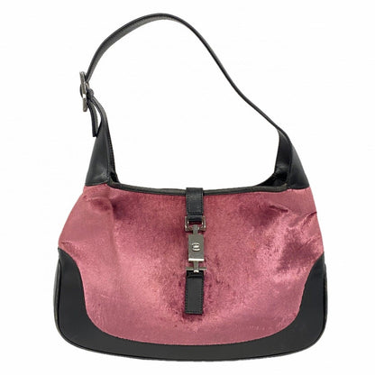 Gucci Handbag Jackie 001 Velour Pink Black Silver