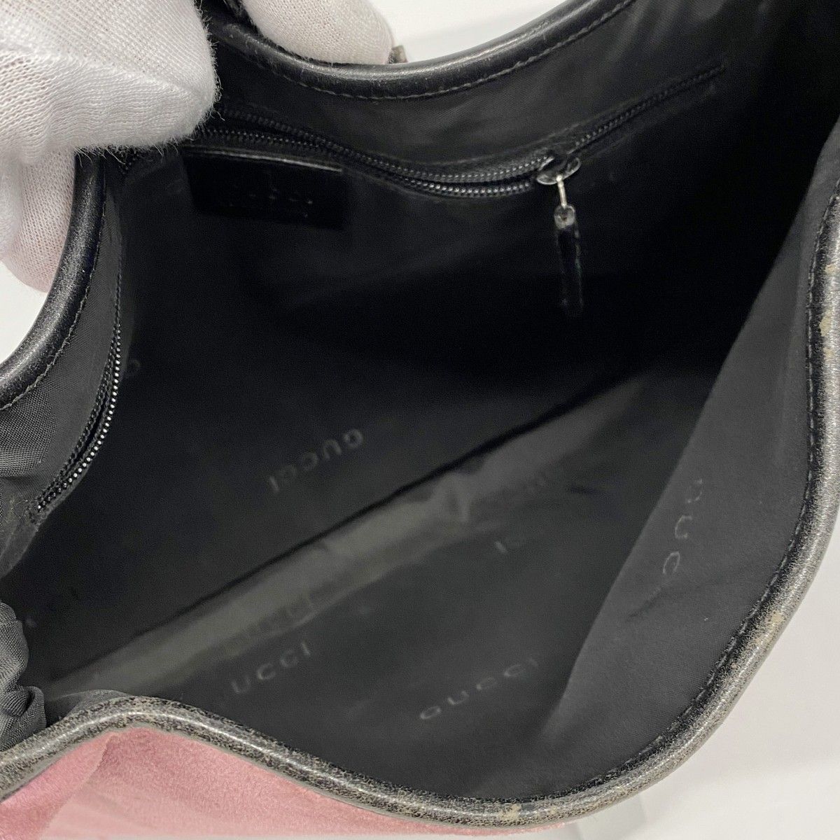 Gucci Handbag Jackie 001 Velour Pink Black Silver — view 4