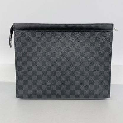 Louis Vuitton Clutch Damier Graphite Pochette Voyage GM Black Gray — view 9