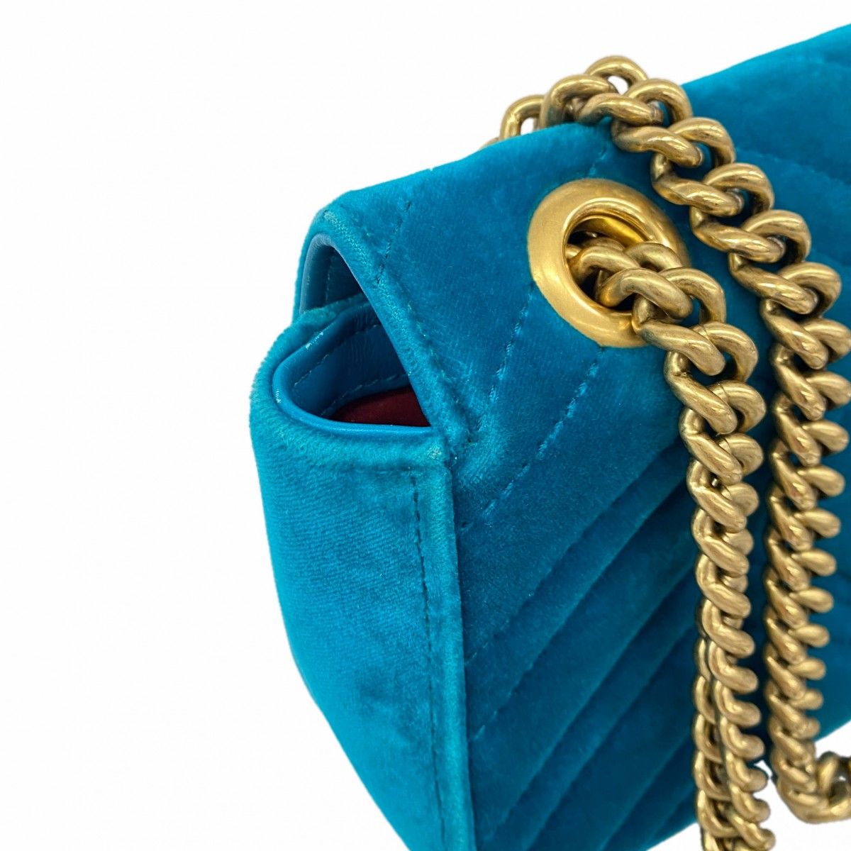 Gucci Shoulder Bag GG Marmont Velour Emerald Green Gold — view 7