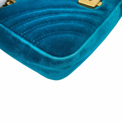 Gucci Shoulder Bag GG Marmont Velour Emerald Green Gold — view 6