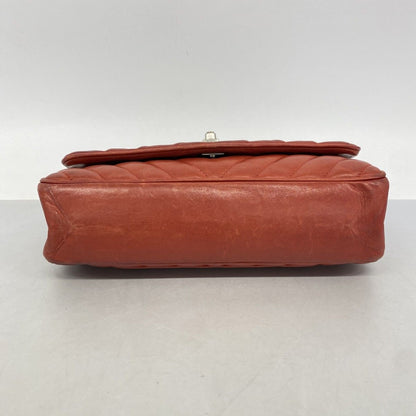 Chanel Shoulder Bag Chez Blanc Lion Lambskin Red Silver — view 3
