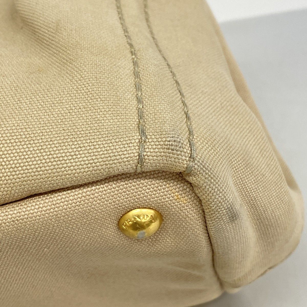 Prada Tote Canapa Canvas Beige Gold — view 6