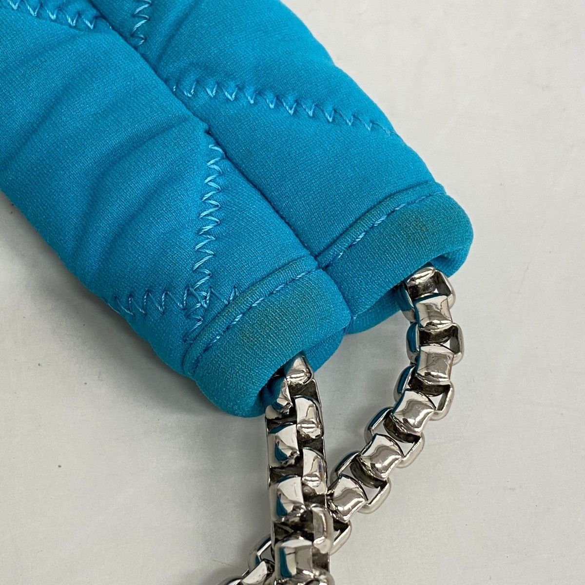 Chanel Shoulder Bag Quilted Nylon Light Blue Silver — view 6