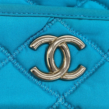Chanel Shoulder Bag Quilted Nylon Light Blue Silver — view 8
