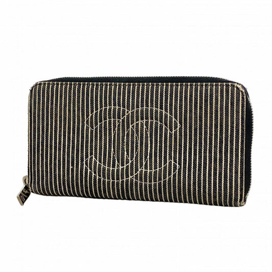 Chanel Wallet Denim Black Silver