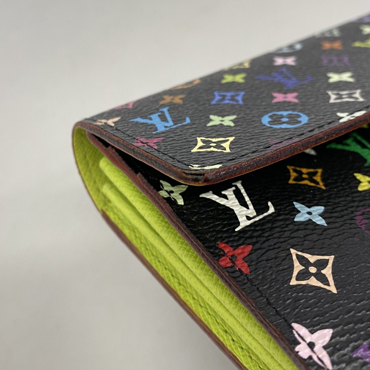 Louis Vuitton Wallet Monogram Multicolor Portefeuille Sarah Noir Pistache — view 6