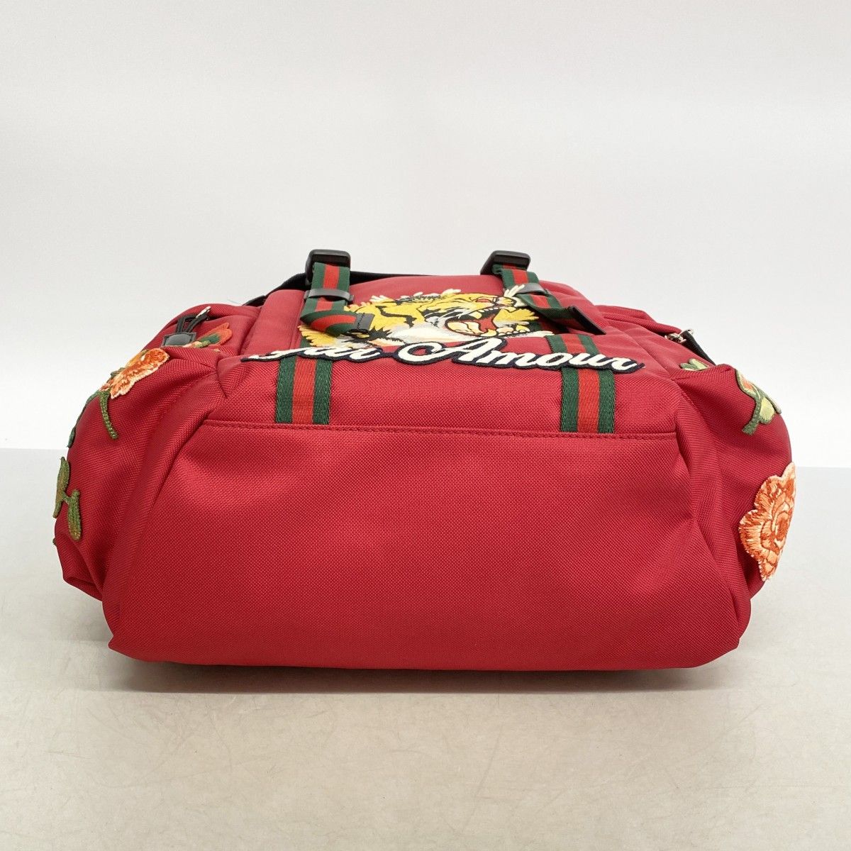 Gucci Backpack Embroidery Taiga Nylon Red Silver — view 3