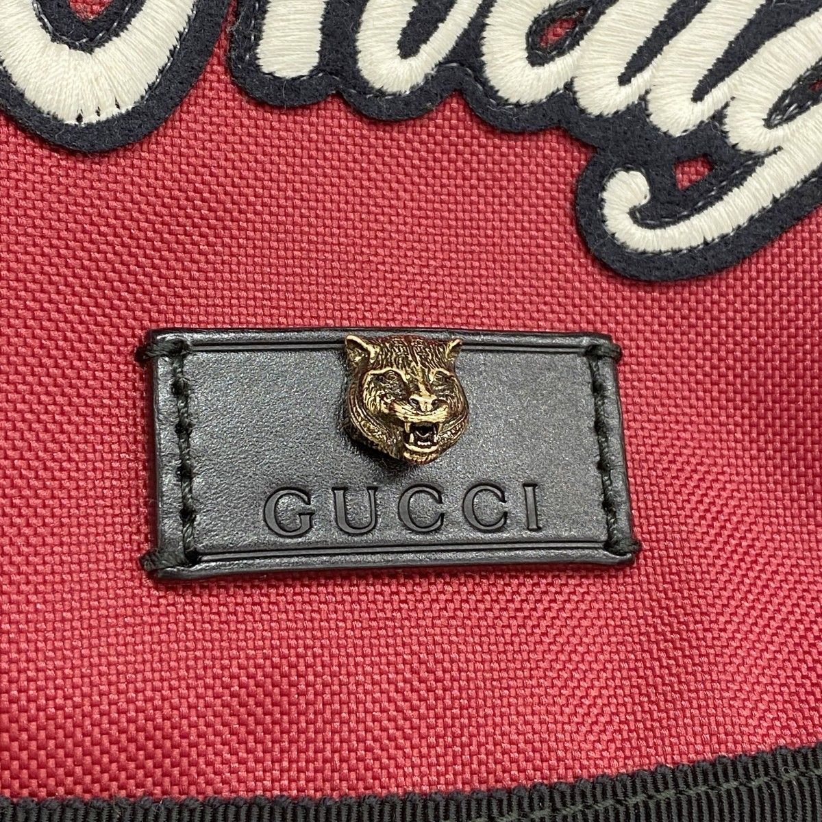 Gucci Backpack Embroidery Taiga Nylon Red Silver — view 8