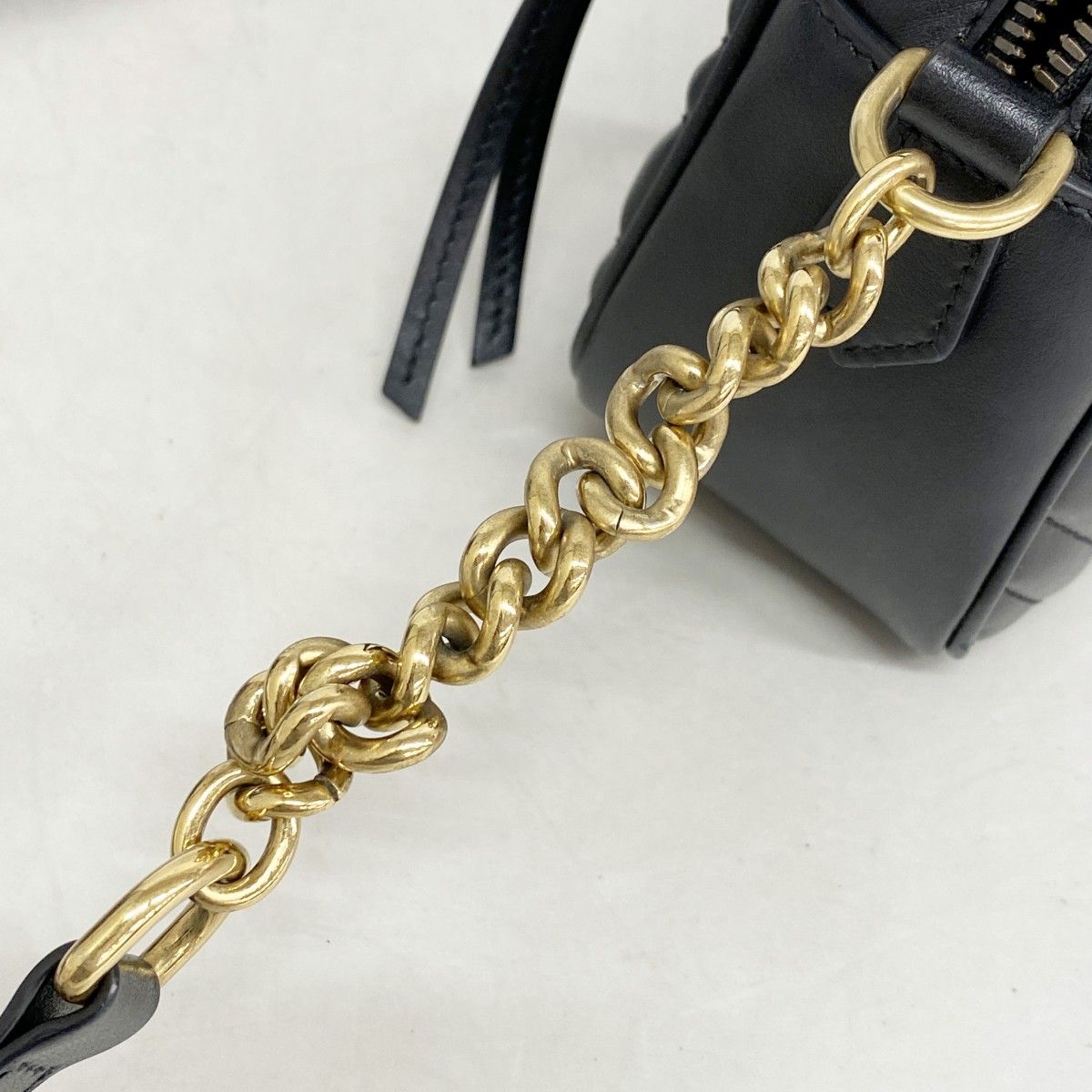 Gucci Shoulder Bag GG Marmont Leather Black Gold — view 7