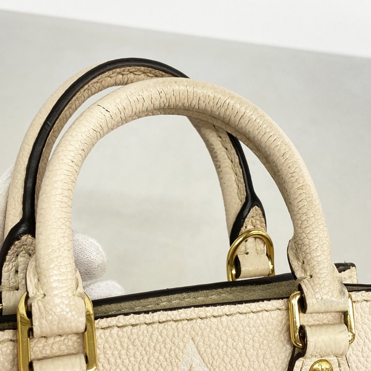 Louis Vuitton Handbag Monogram Empreinte Bicolor Petite Sac Plat Cream Saffron — view 6