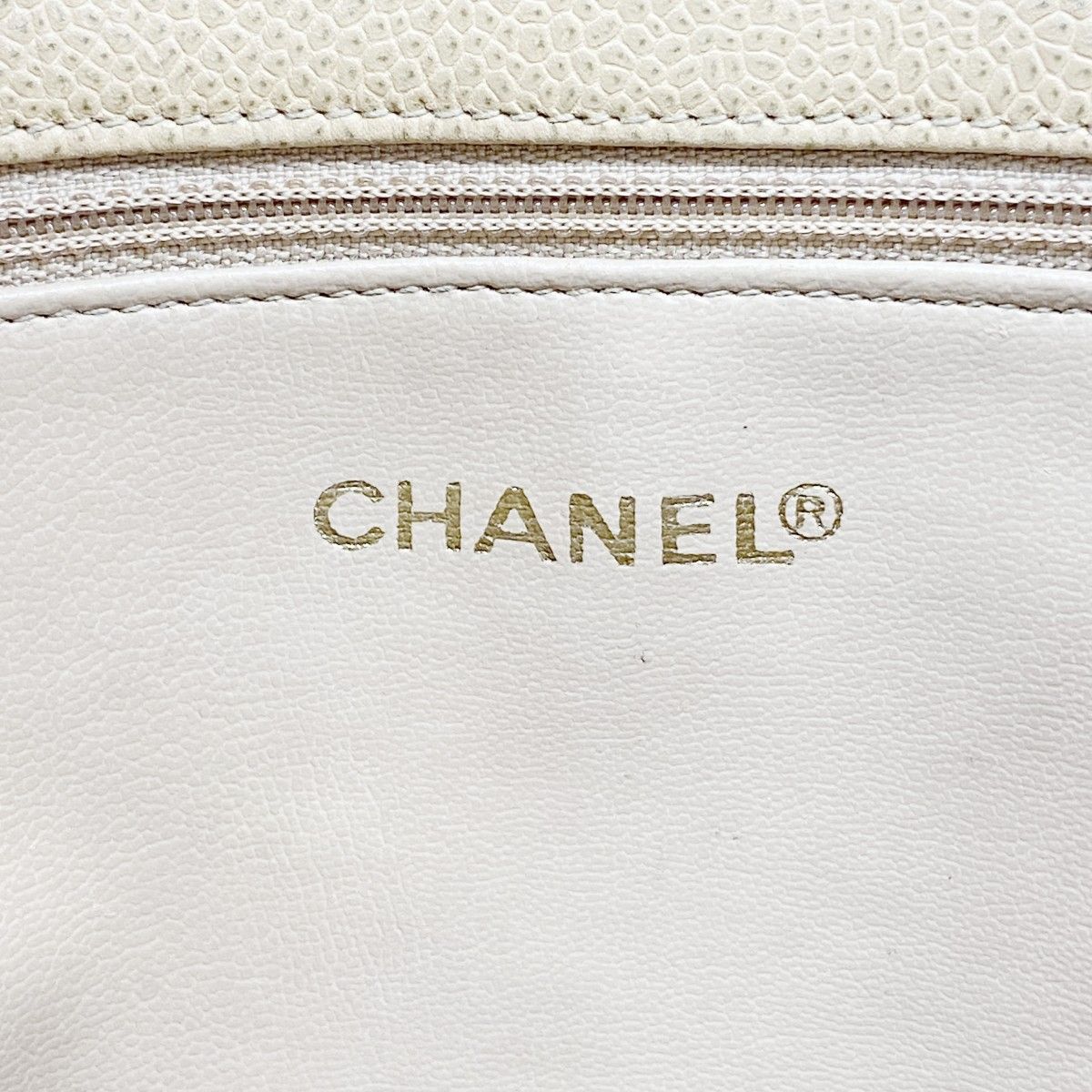 Chanel Chain Tote Quilted Caviar Leather Light Brown Gold — view 5