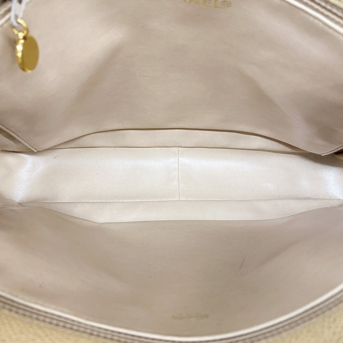 Chanel Chain Tote Quilted Caviar Leather Light Brown Gold — view 4