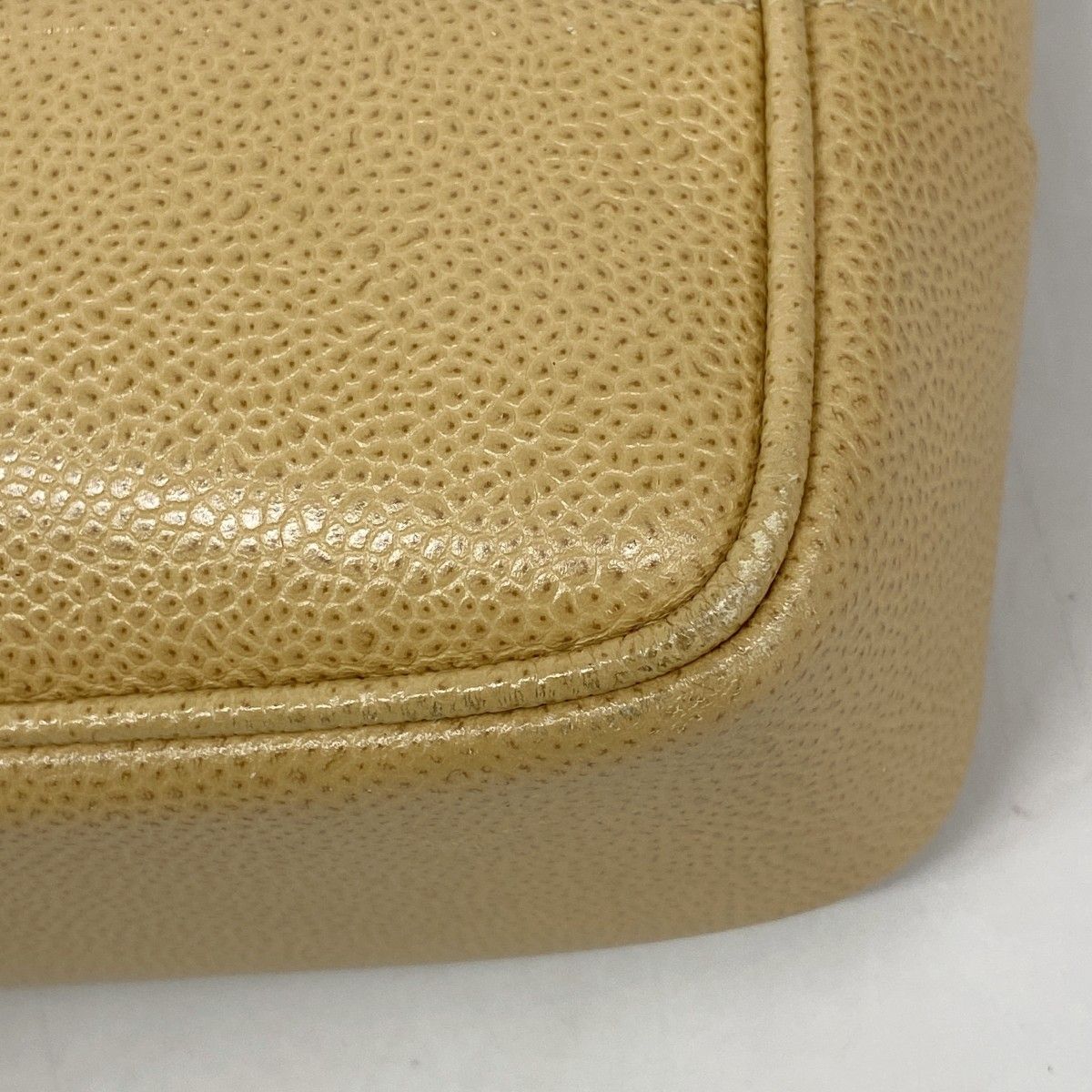 Chanel Chain Tote Quilted Caviar Leather Light Brown Gold — view 6