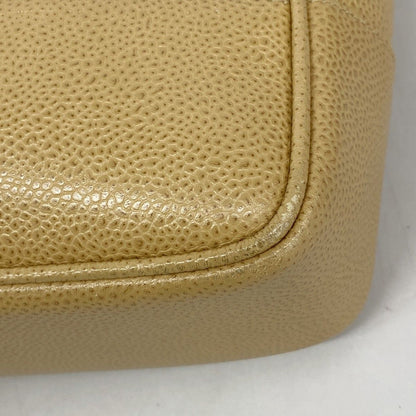 Chanel Chain Tote Quilted Caviar Leather Light Brown Gold — view 6