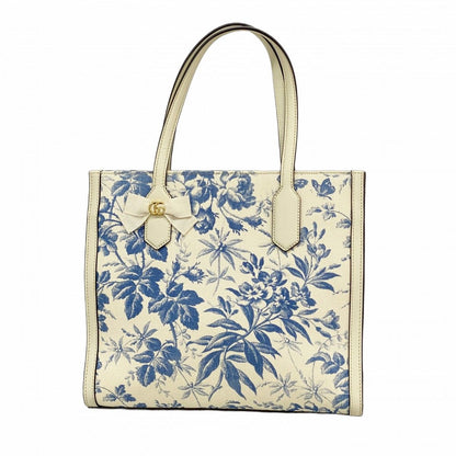 Gucci Tote Herbarium Canvas White Blue Gold