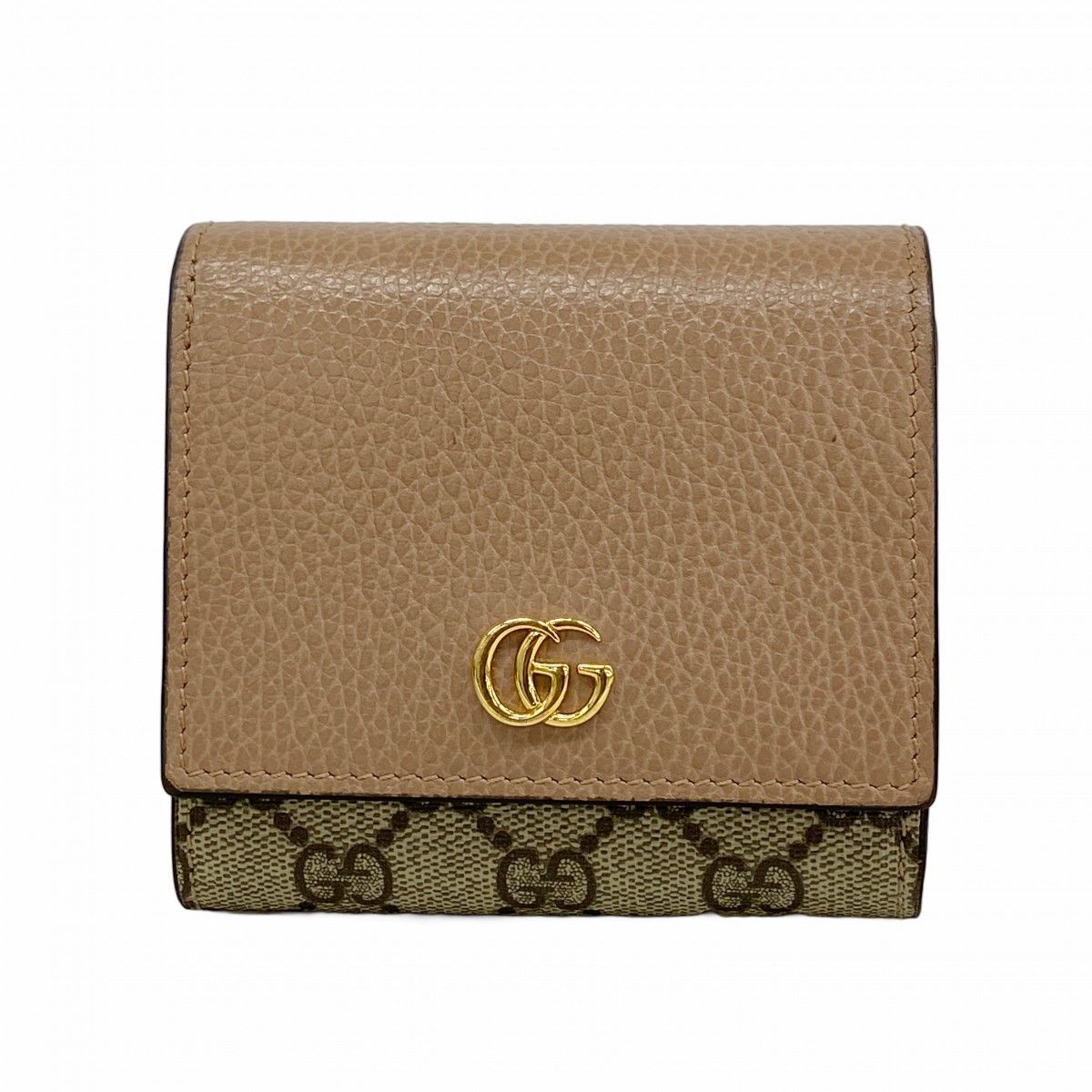 Gucci Wallet GG Marmont Supreme Leather Pink Brown Gold