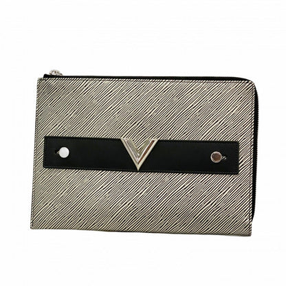 Louis Vuitton Clutch Epi Essential Pochette Plat Silver Black