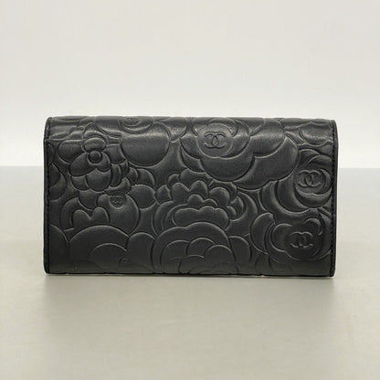 Chanel Wallet Camellia Lambskin Black Silver — view 8